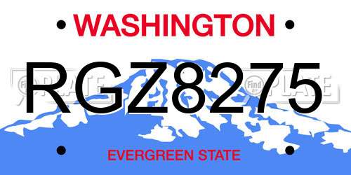 RGZ8275 Washington License Plate