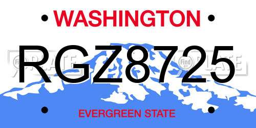 RGZ8725 Washington License Plate