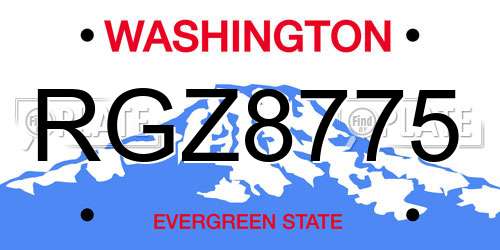 RGZ8775 Washington License Plate