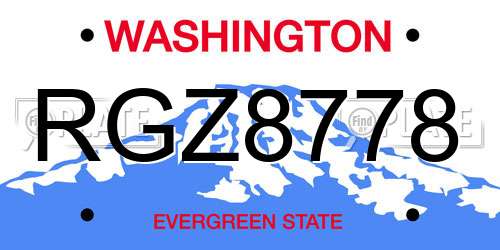 RGZ8778 Washington License Plate