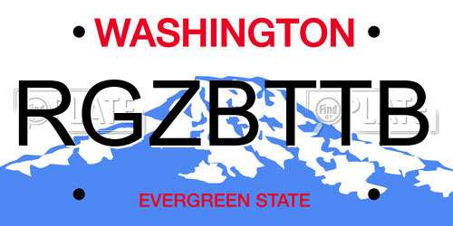 RGZBTTB Washington License Plate