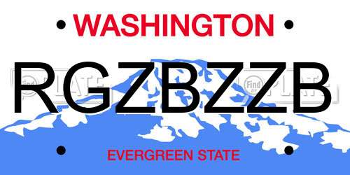 RGZBZZB Washington License Plate