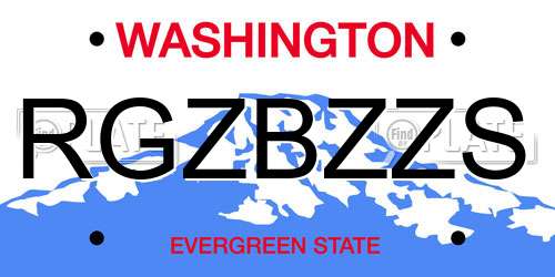 RGZBZZS Washington License Plate