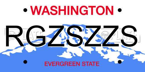 RGZSZZS Washington License Plate