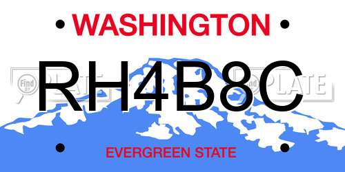 RH4B8C Washington License Plate