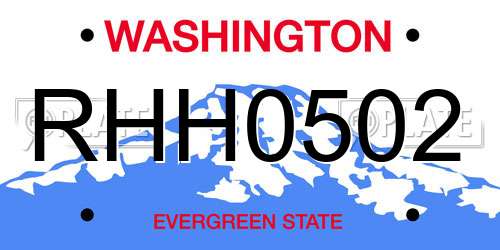 RHH0502 Washington License Plate