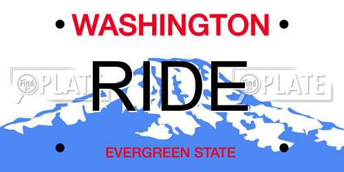 RIDE Washington License Plate