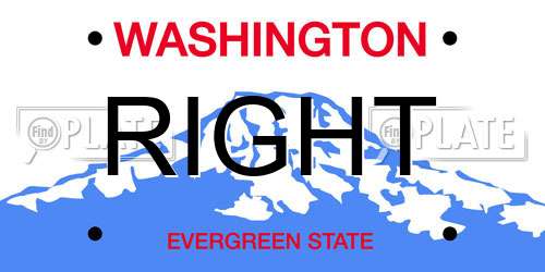 RIGHT Washington License Plate