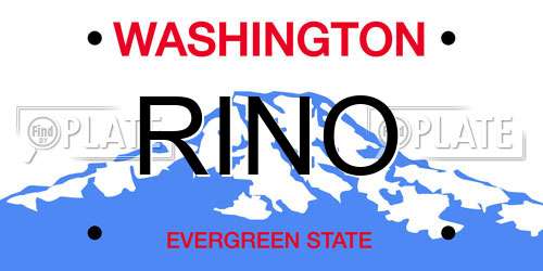RINO Washington License Plate