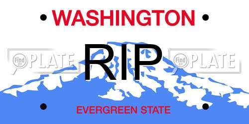 RIP Washington License Plate