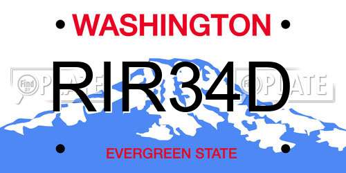 RIR34D Washington License Plate