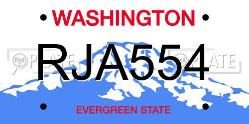 RJA554 Washington License Plate