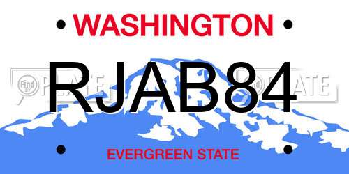 RJAB84 Washington License Plate
