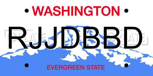 RJJDBBD Washington License Plate