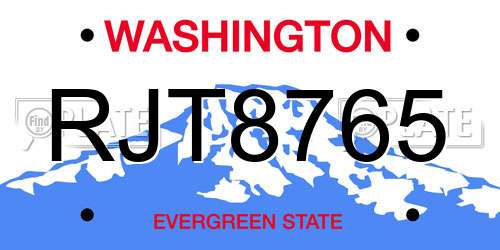 RJT8765 Washington License Plate