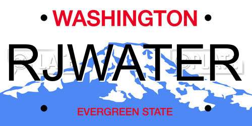 RJWATER Washington License Plate