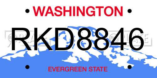 RKD8846 Washington License Plate