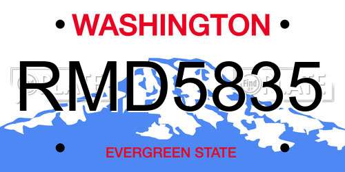 RMD5835 Washington License Plate
