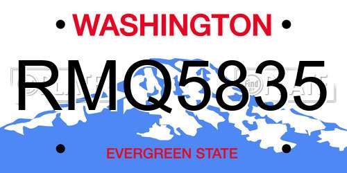 RMQ5835 Washington License Plate