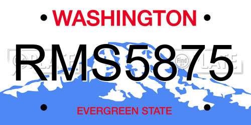 RMS5875 Washington License Plate