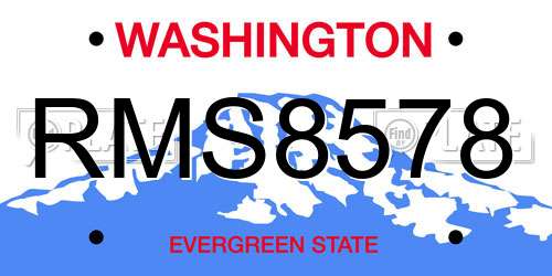 RMS8578 Washington License Plate