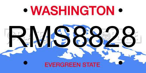 RMS8828 Washington License Plate