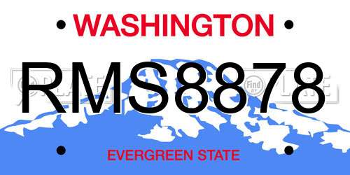 RMS8878 Washington License Plate
