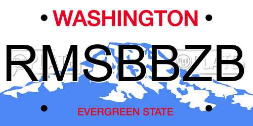 RMSBBZB Washington License Plate
