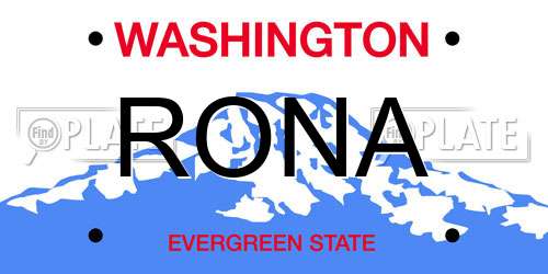 RONA Washington License Plate