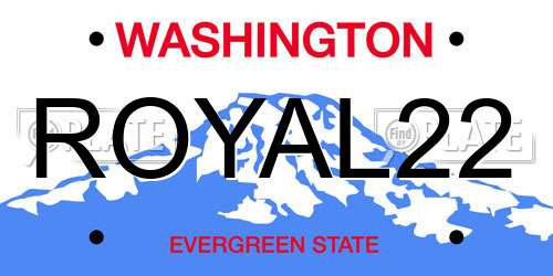 ROYAL22 Washington License Plate