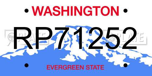 RP71252 Washington License Plate