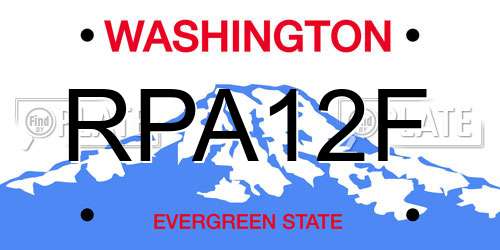 RPA12F Washington License Plate