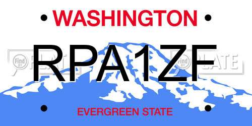 RPA1ZF Washington License Plate