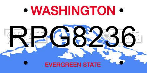 RPG8236 Washington License Plate