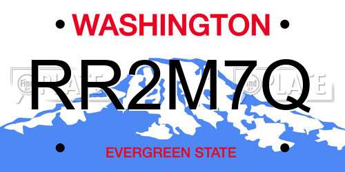 RR2M7Q Washington License Plate