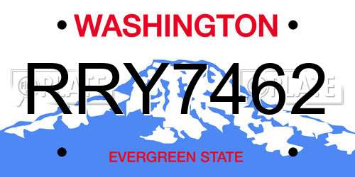 RRY7462 Washington License Plate