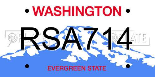 RSA714 Washington License Plate