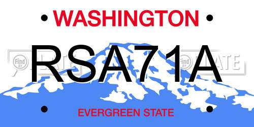 RSA71A Washington License Plate