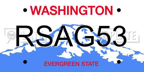 RSAG53 Washington License Plate