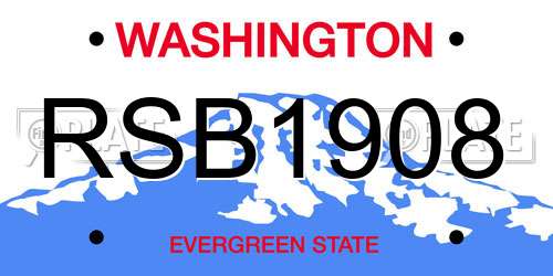 RSB1908 Washington License Plate