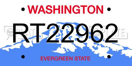 RT22962 Washington License Plate