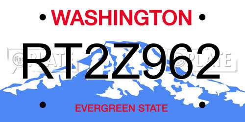 RT2Z962 Washington License Plate