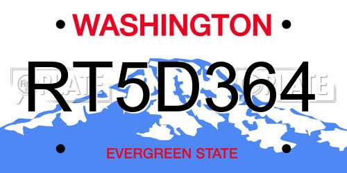 RT5D364 Washington License Plate