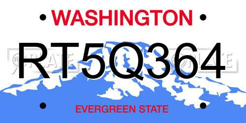 RT5Q364 Washington License Plate