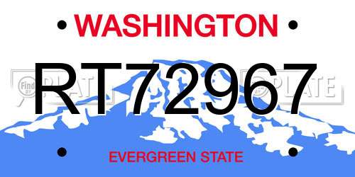 RT72967 Washington License Plate