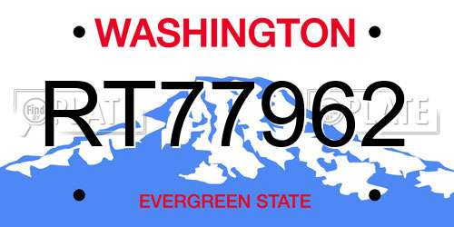 RT77962 Washington License Plate