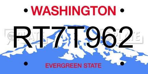 RT7T962 Washington License Plate