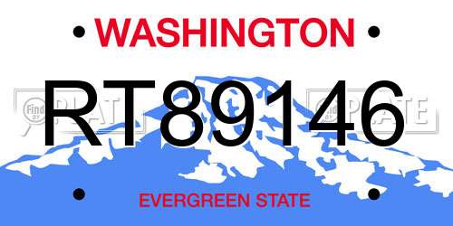 RT89146 Washington License Plate