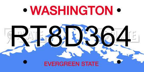 RT8D364 Washington License Plate