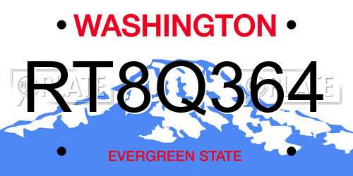 RT8Q364 Washington License Plate